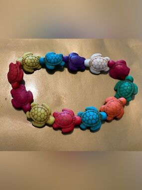 Multicolor Turtle Bead Stretch Bracelet for Kids